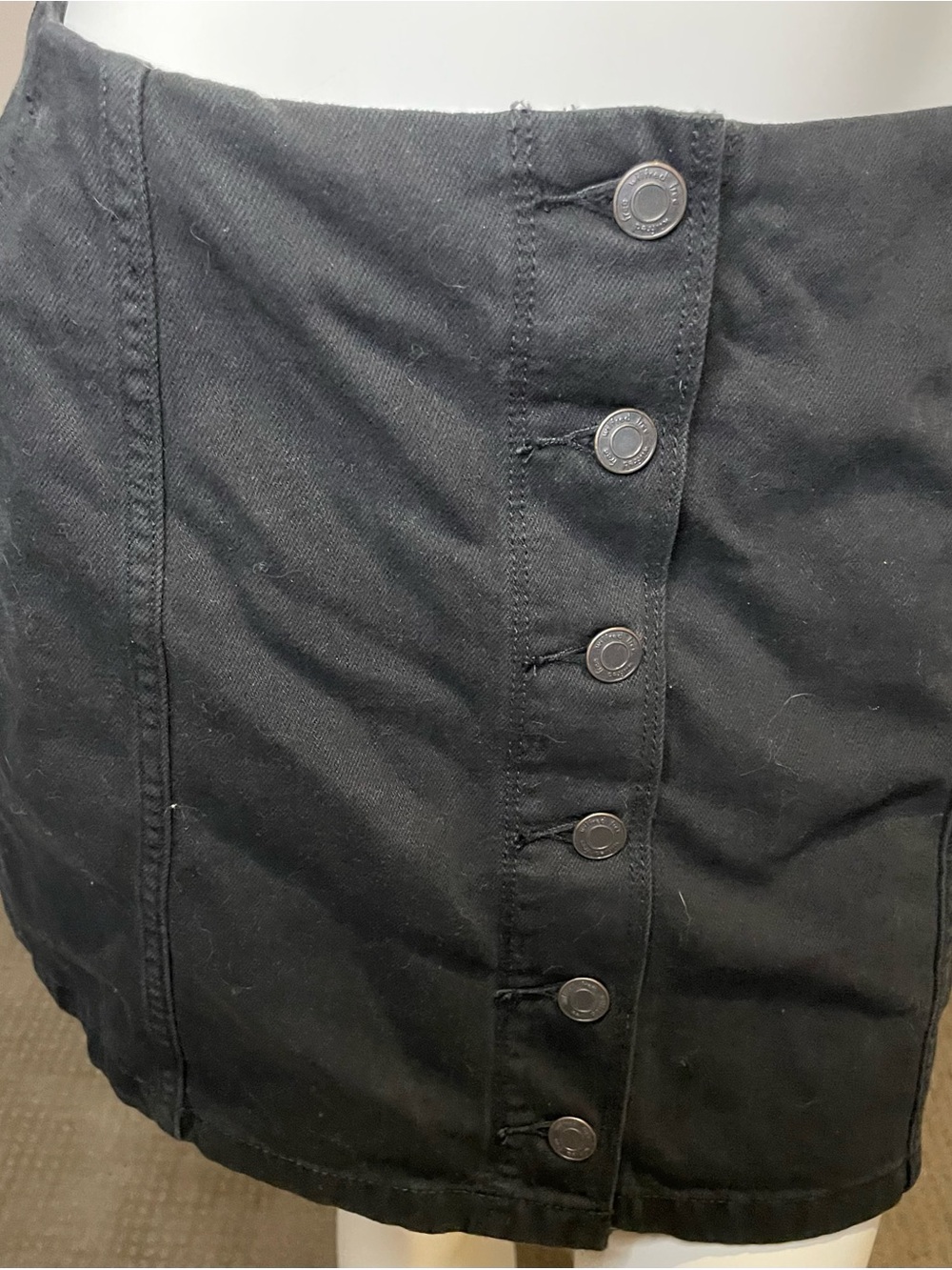 Aritzia Black Button-Front Mini Skirt